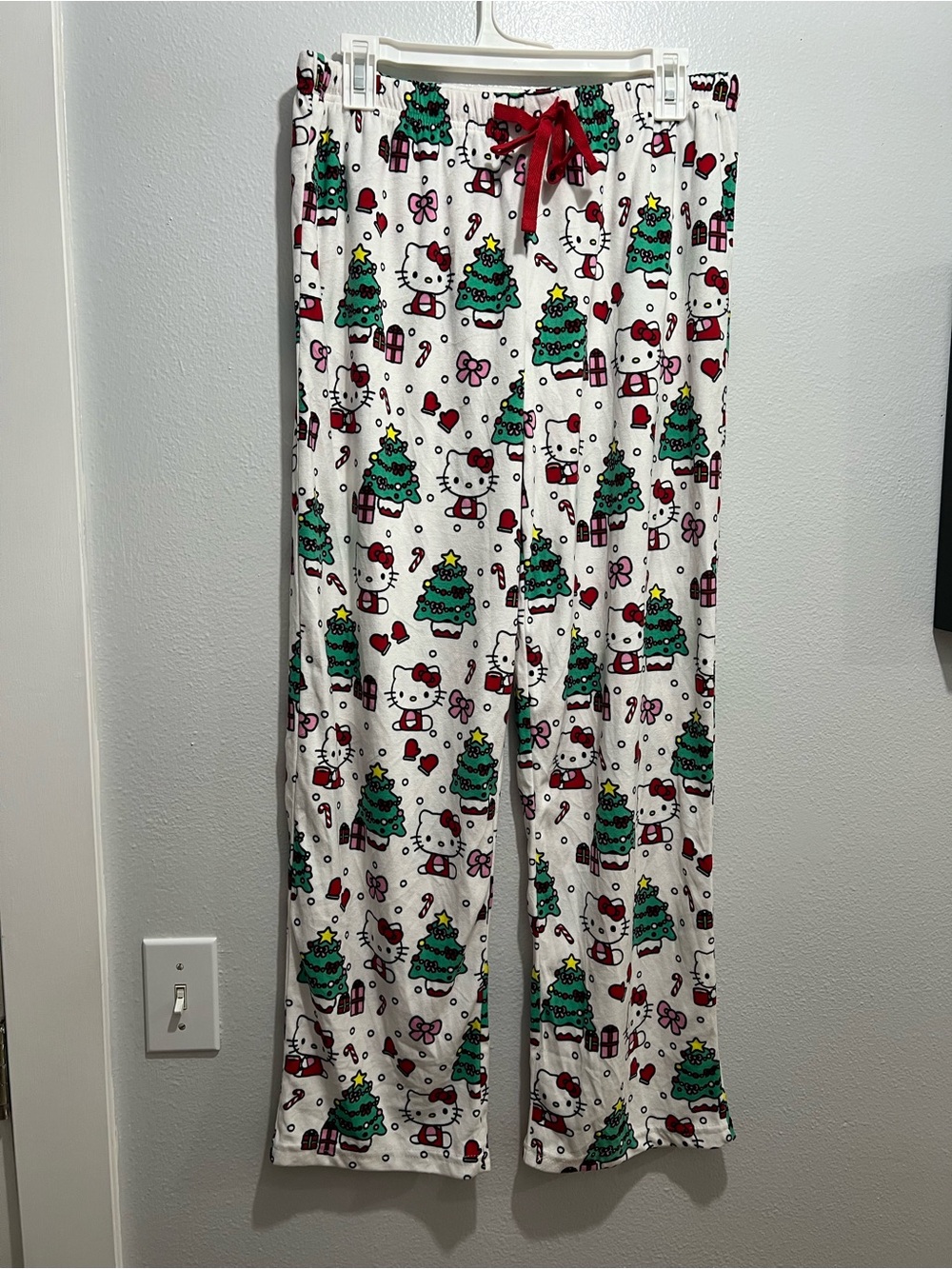 Hello Kitty White Holiday Pajama Pants with Green & Red Accents - Picture 2 of 4